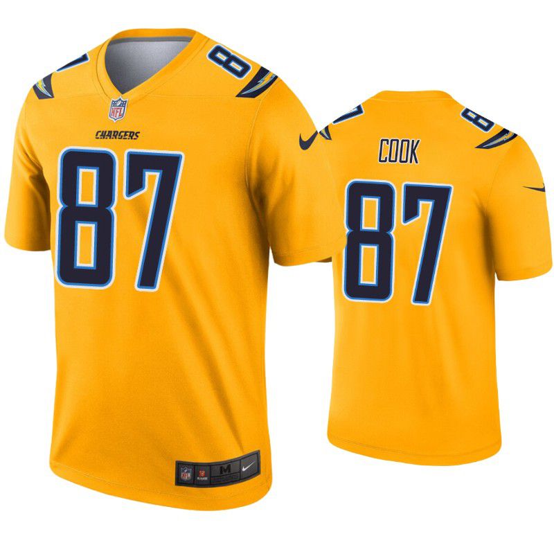 Men Los Angeles Chargers #87 Jared Cook Nike Gold Inverted Legend NFL Jersey